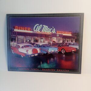 Al Macs Diner Roadside Cafe and Vintage Cars Metal Sign 16" x 12" Lucinda Lewis